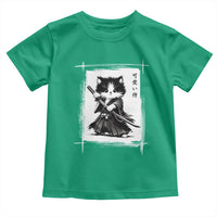 Vintage Japanese Art Samurai Cat Toddler T Shirt Sumie Kawaii Cat Lover Gift