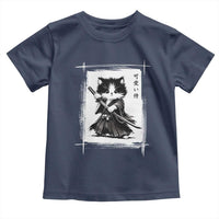 Vintage Japanese Art Samurai Cat Toddler T Shirt Sumie Kawaii Cat Lover Gift