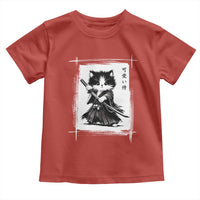 Vintage Japanese Art Samurai Cat Toddler T Shirt Sumie Kawaii Cat Lover Gift