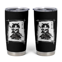 Vintage Japanese Art Samurai Cat Tumbler Cup Sumie Kawaii Cat Lover Gift