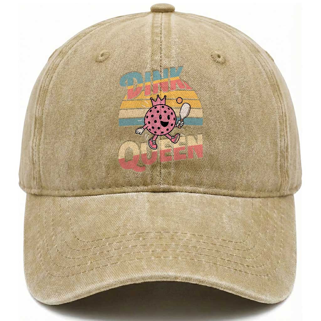 Pickleball Girl Lover Washed Cotton Baseball Cap Dink Queen