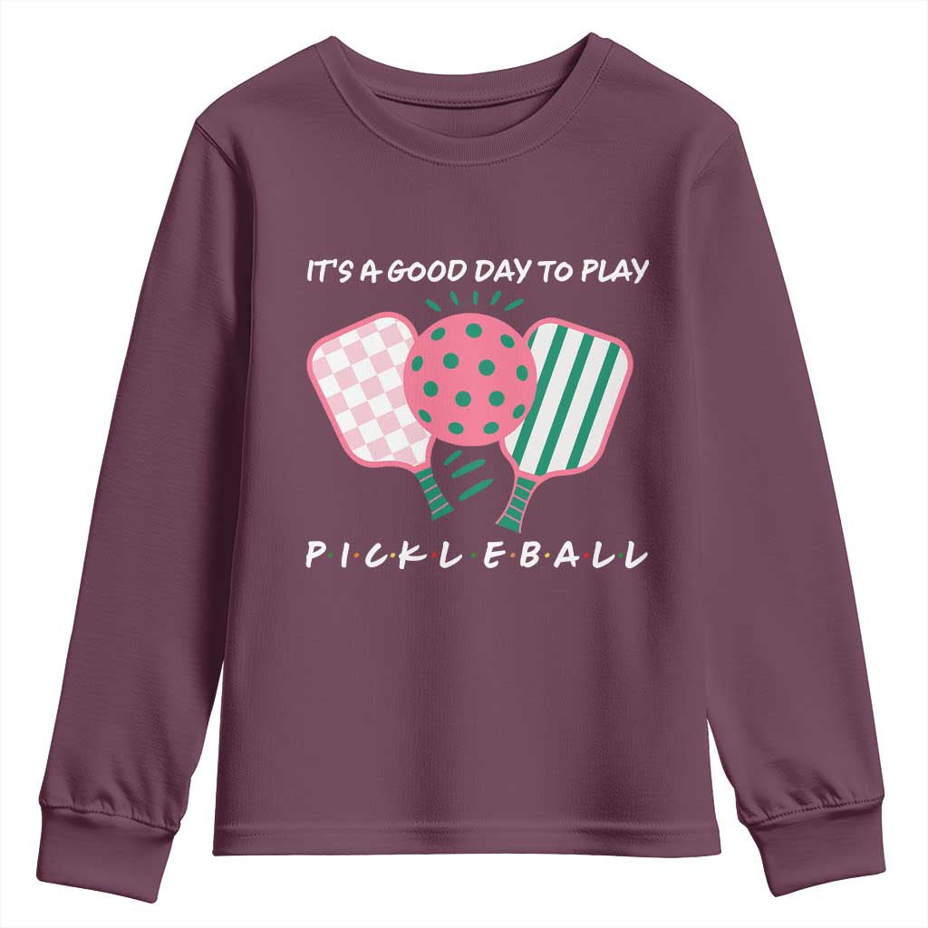 Pickleball Girl Lover Youth Sweatshirt It Is A Good Day To Play Quote - Wonder Print Shop