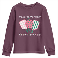 Pickleball Girl Lover Youth Sweatshirt It Is A Good Day To Play Quote - Wonder Print Shop