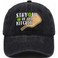 Funny Pickleball Washed Cotton Baseball Cap Stay Out Of The Kitchen