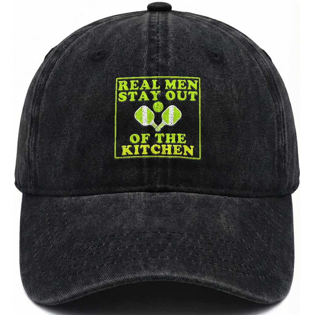Funny Pickleball Washed Cotton Baseball Cap Stay Out Of The Kitchen For Men