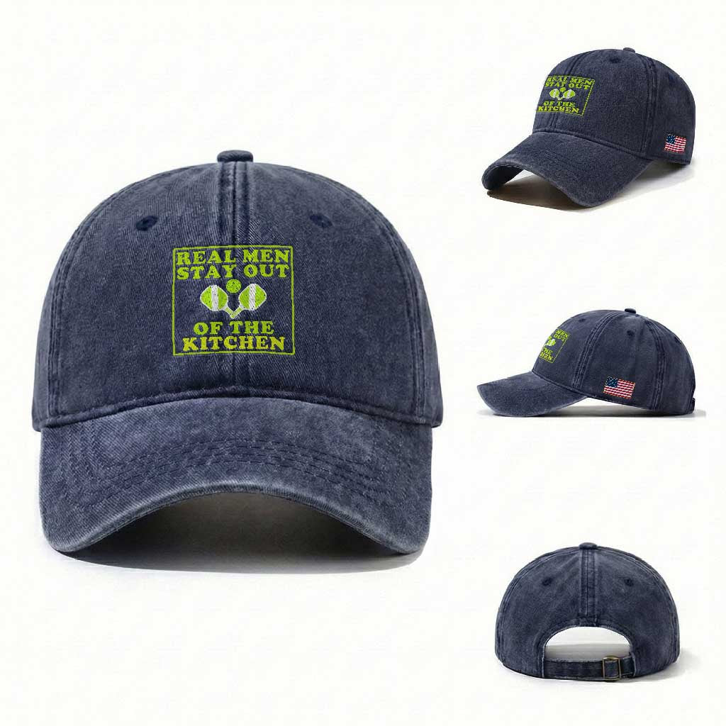 Funny Pickleball Washed Cotton Baseball Cap Stay Out Of The Kitchen For Men