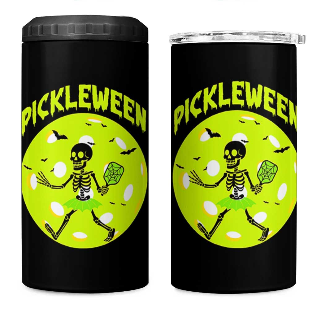 Funny Halloween Pickleball Lovers 4 in 1 Can Cooler Tumbler Pickleween