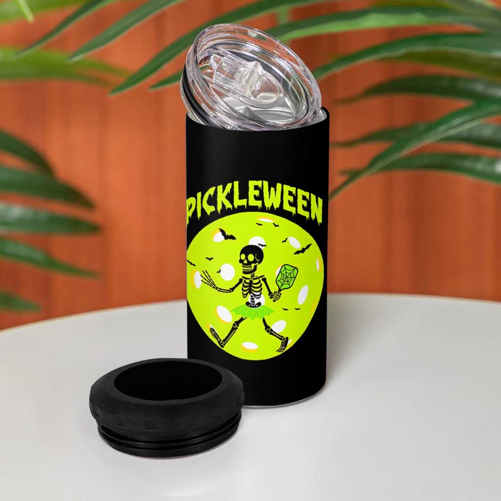 Funny Halloween Pickleball Lovers 4 in 1 Can Cooler Tumbler Pickleween