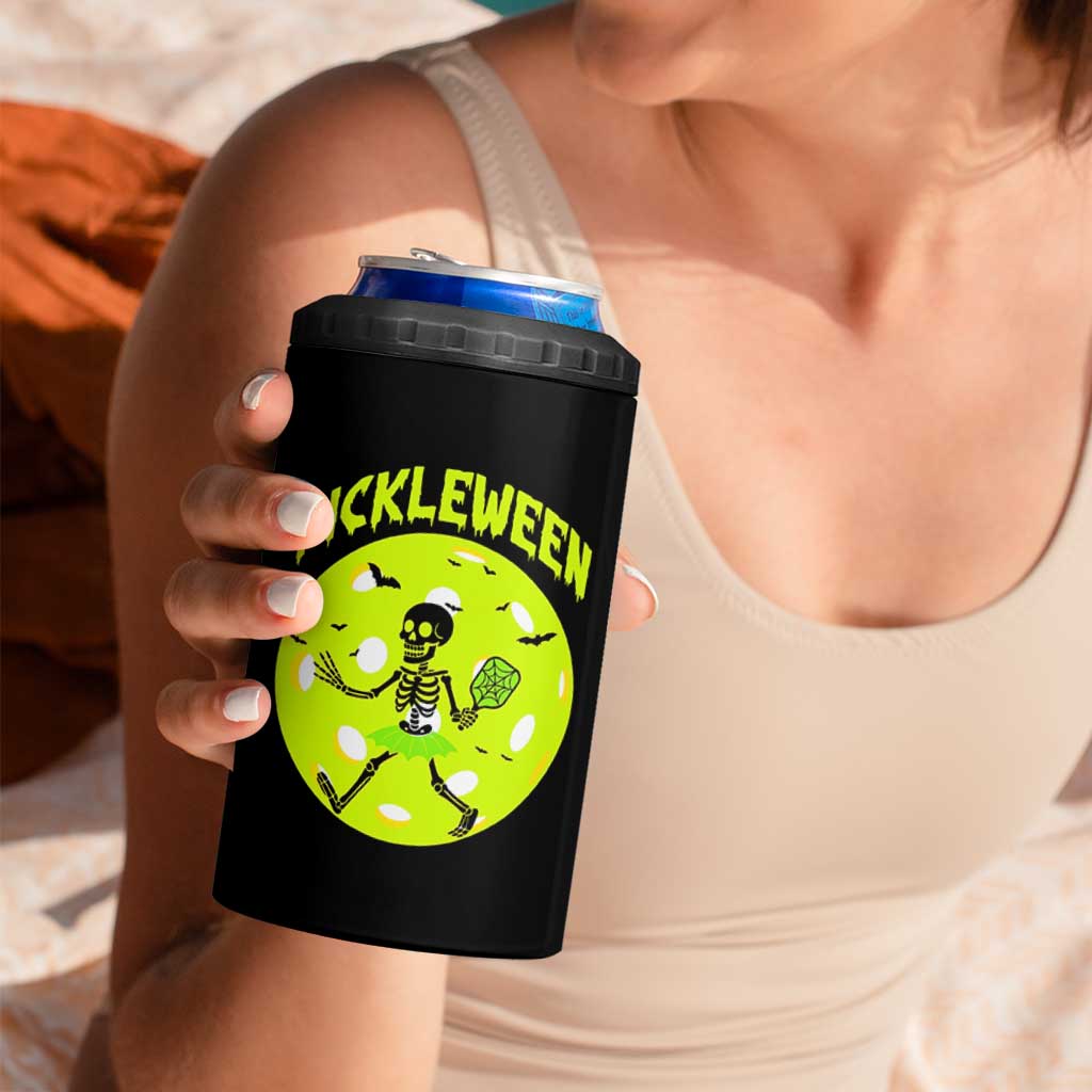 Funny Halloween Pickleball Lovers 4 in 1 Can Cooler Tumbler Pickleween
