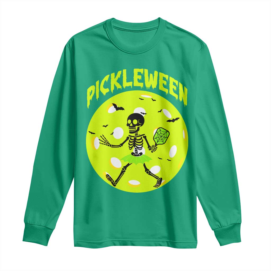 Funny Halloween Pickleball Lovers Long Sleeve Shirt Pickleween - Wonder Print Shop
