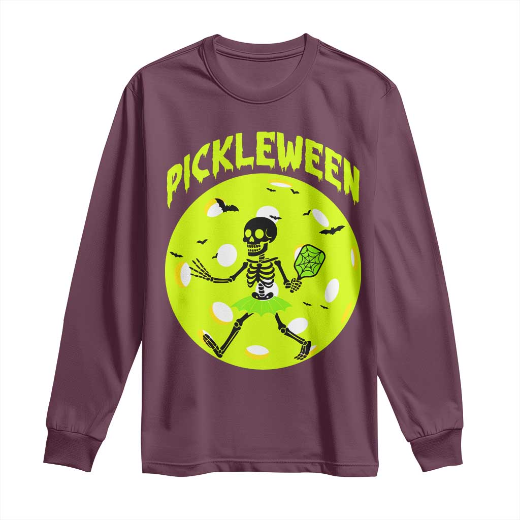 Funny Halloween Pickleball Lovers Long Sleeve Shirt Pickleween - Wonder Print Shop