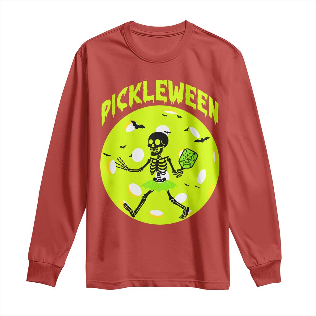 Funny Halloween Pickleball Lovers Long Sleeve Shirt Pickleween - Wonder Print Shop