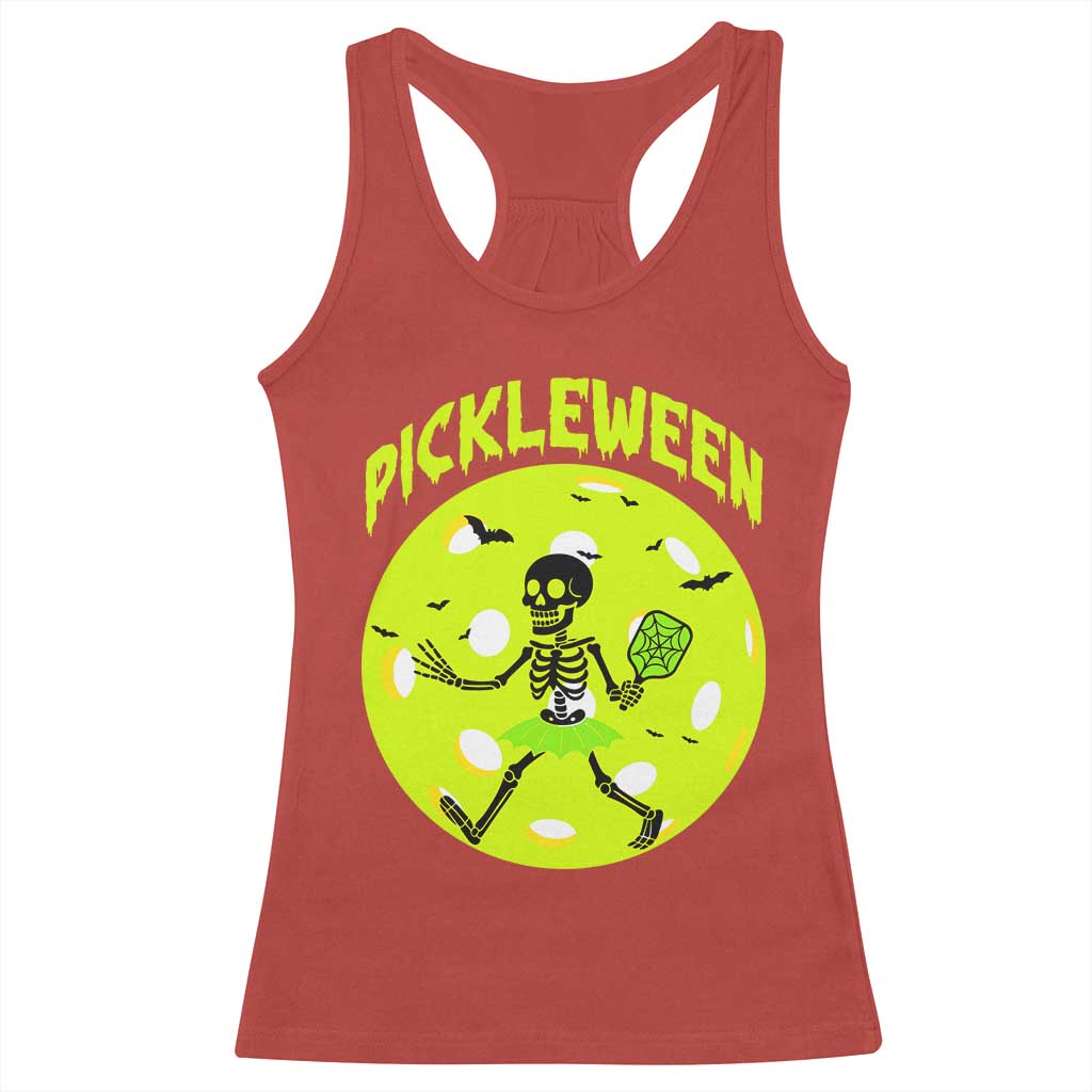 Funny Halloween Pickleball Lovers Racerback Tank Top Pickleween - Wonder Print Shop