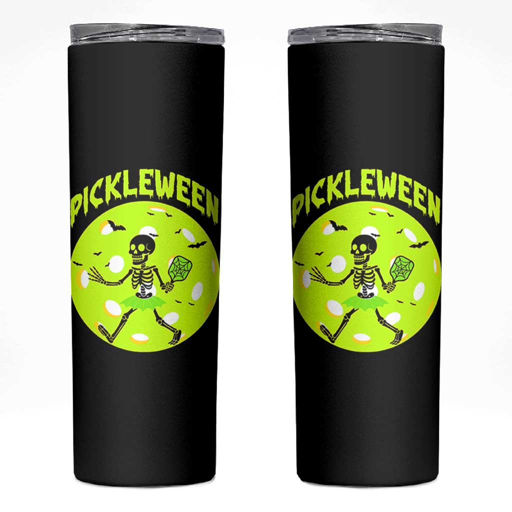 Funny Halloween Pickleball Lovers Skinny Tumbler Pickleween