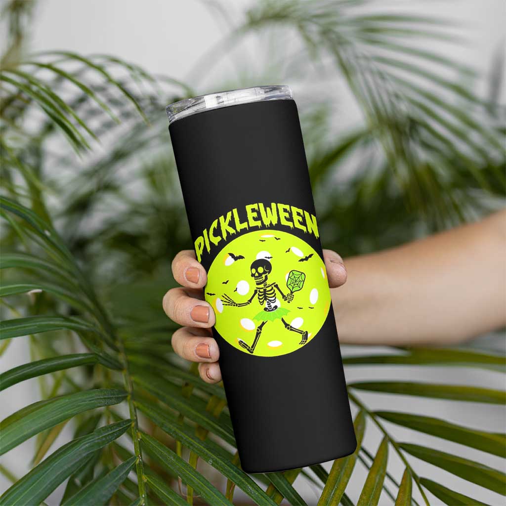 Funny Halloween Pickleball Lovers Skinny Tumbler Pickleween