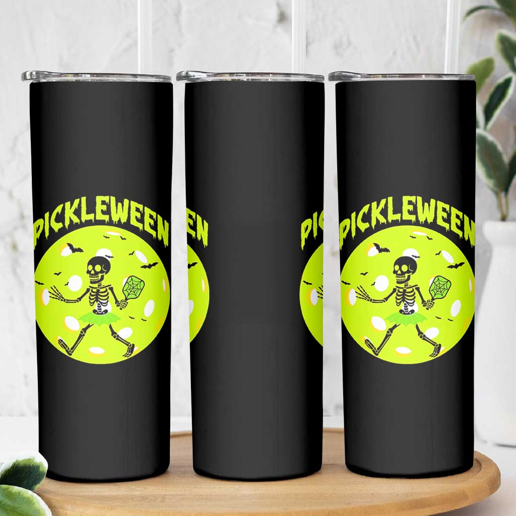 Funny Halloween Pickleball Lovers Skinny Tumbler Pickleween