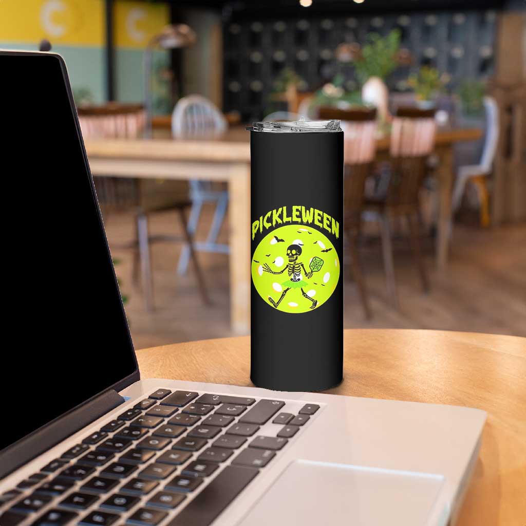 Funny Halloween Pickleball Lovers Skinny Tumbler Pickleween