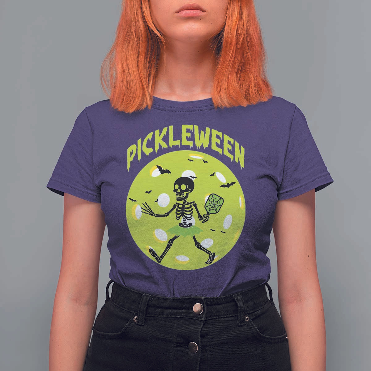 Funny Halloween Pickleball Lovers T Shirt For Women Pickleween - Wonder Print Shop