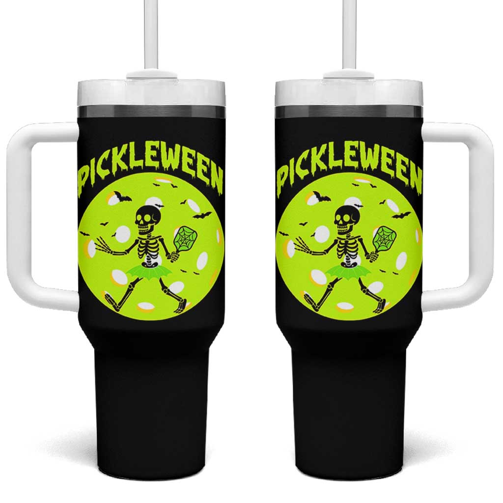 Funny Halloween Pickleball Lovers Tumbler With Handle Pickleween