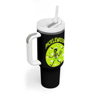 Funny Halloween Pickleball Lovers Tumbler With Handle Pickleween