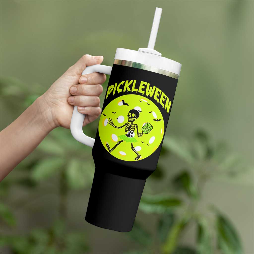 Funny Halloween Pickleball Lovers Tumbler With Handle Pickleween
