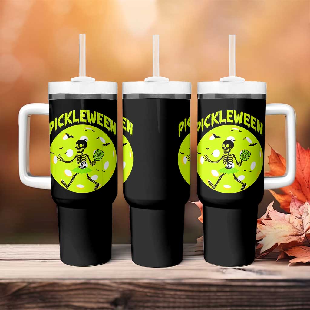 Funny Halloween Pickleball Lovers Tumbler With Handle Pickleween