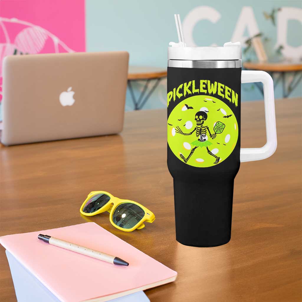 Funny Halloween Pickleball Lovers Tumbler With Handle Pickleween