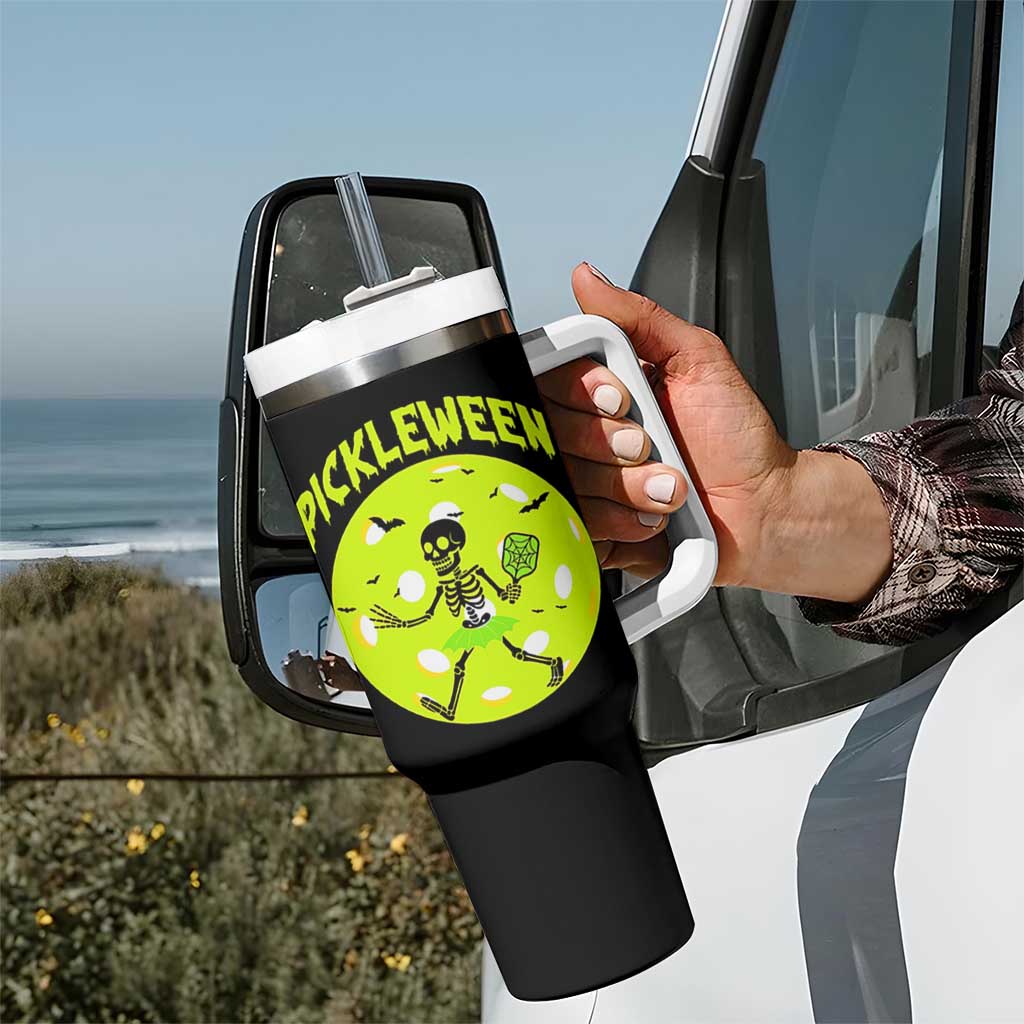 Funny Halloween Pickleball Lovers Tumbler With Handle Pickleween