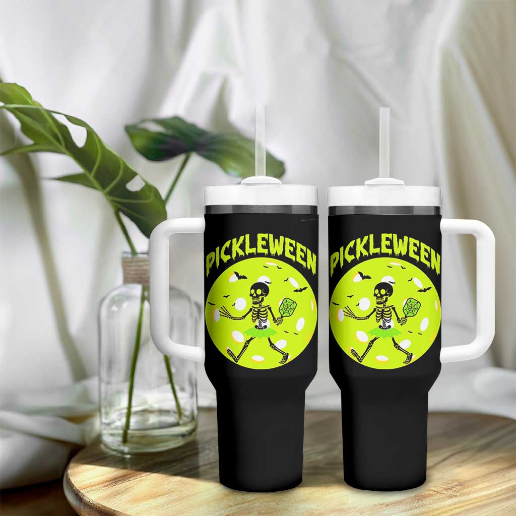 Funny Halloween Pickleball Lovers Tumbler With Handle Pickleween