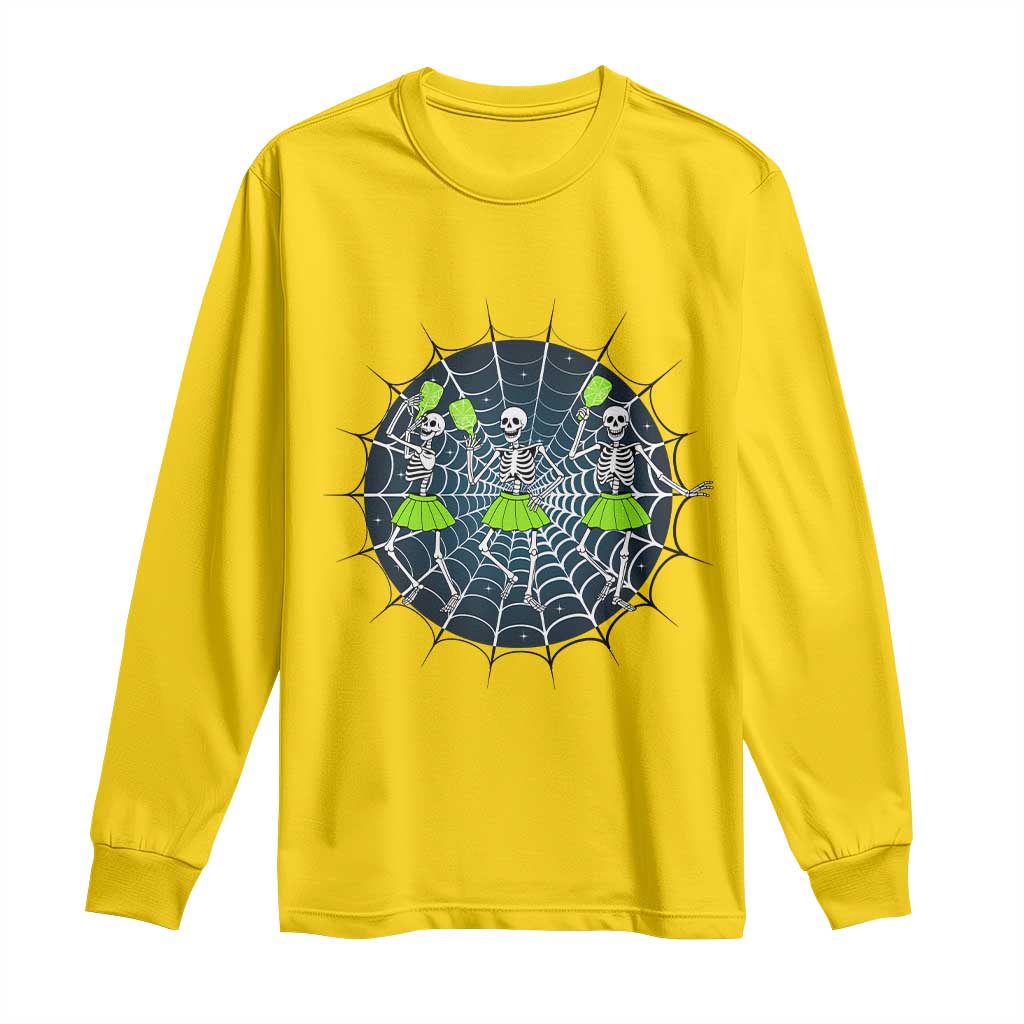 Funny Dancing Skeletons Long Sleeve Shirt Pickleball Halloween Gift - Wonder Print Shop