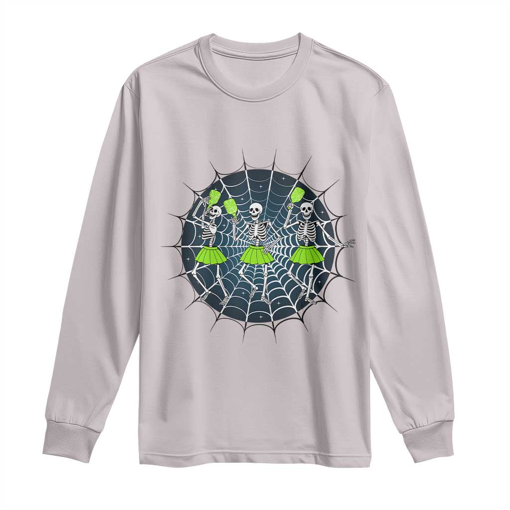 Funny Dancing Skeletons Long Sleeve Shirt Pickleball Halloween Gift - Wonder Print Shop