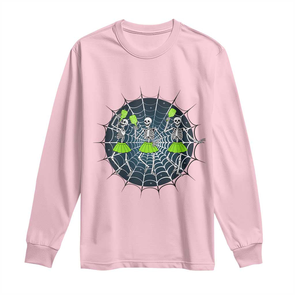 Funny Dancing Skeletons Long Sleeve Shirt Pickleball Halloween Gift - Wonder Print Shop