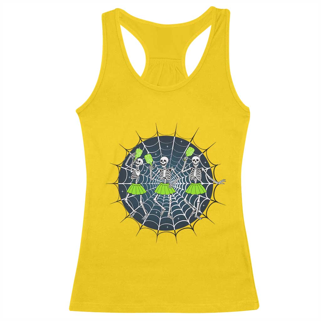 Funny Dancing Skeletons Racerback Tank Top Pickleball Halloween Gift - Wonder Print Shop
