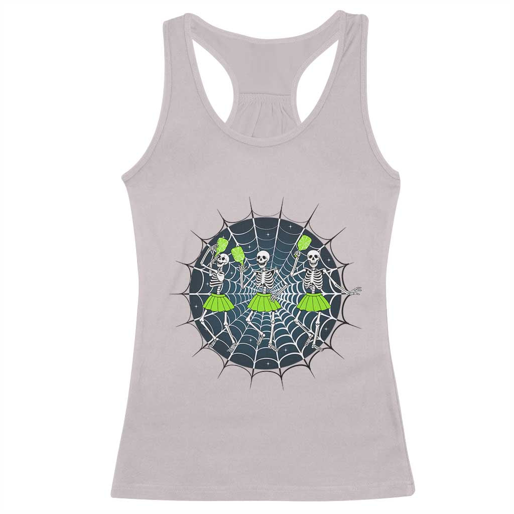 Funny Dancing Skeletons Racerback Tank Top Pickleball Halloween Gift - Wonder Print Shop