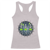 Funny Dancing Skeletons Racerback Tank Top Pickleball Halloween Gift - Wonder Print Shop