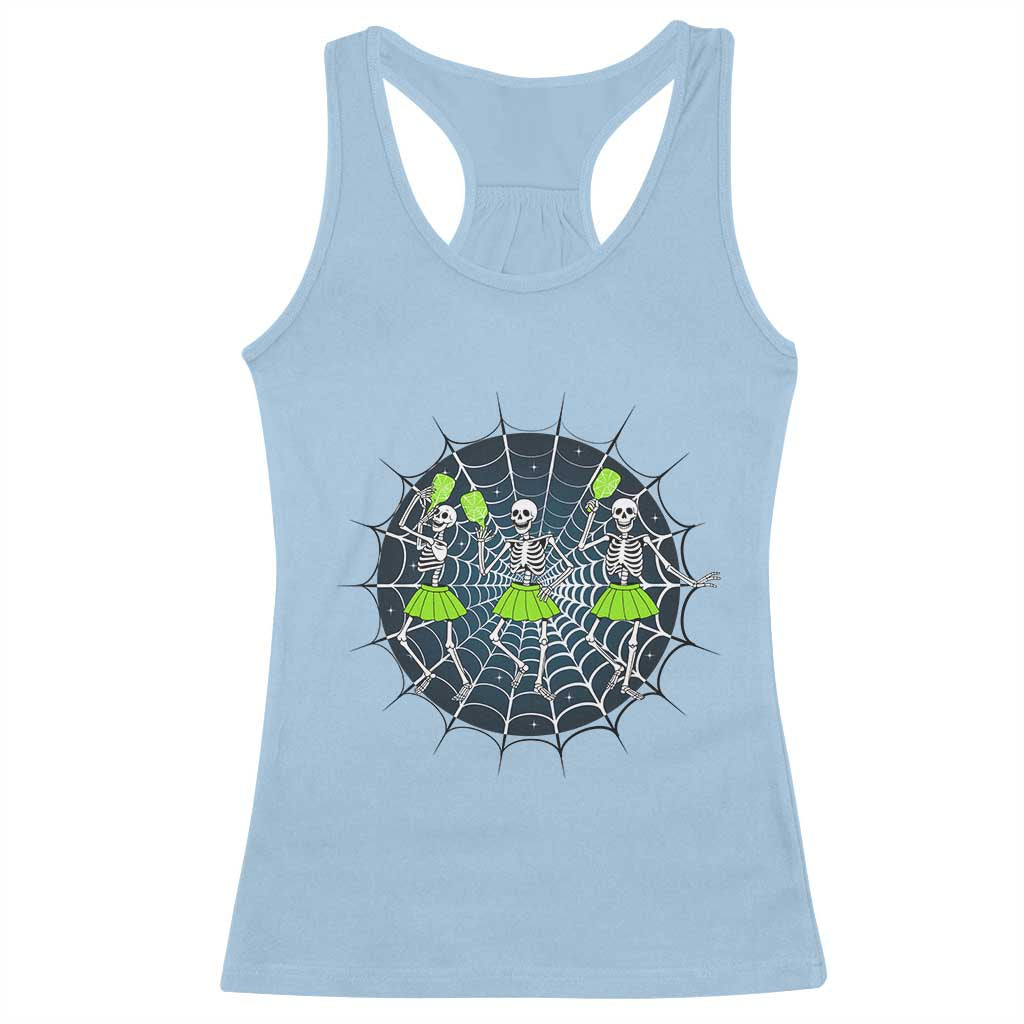 Funny Dancing Skeletons Racerback Tank Top Pickleball Halloween Gift - Wonder Print Shop