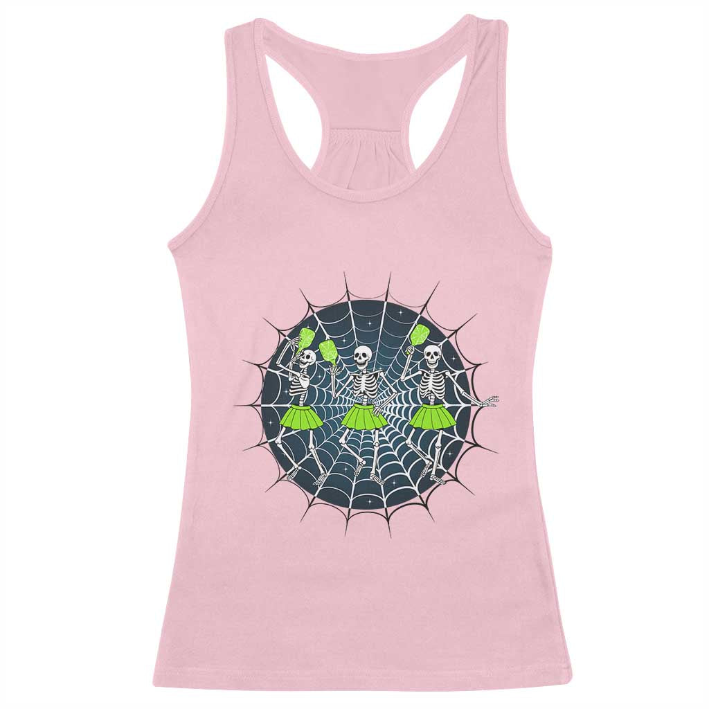 Funny Dancing Skeletons Racerback Tank Top Pickleball Halloween Gift - Wonder Print Shop