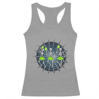 Funny Dancing Skeletons Racerback Tank Top Pickleball Halloween Gift - Wonder Print Shop