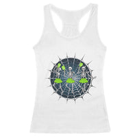 Funny Dancing Skeletons Racerback Tank Top Pickleball Halloween Gift - Wonder Print Shop