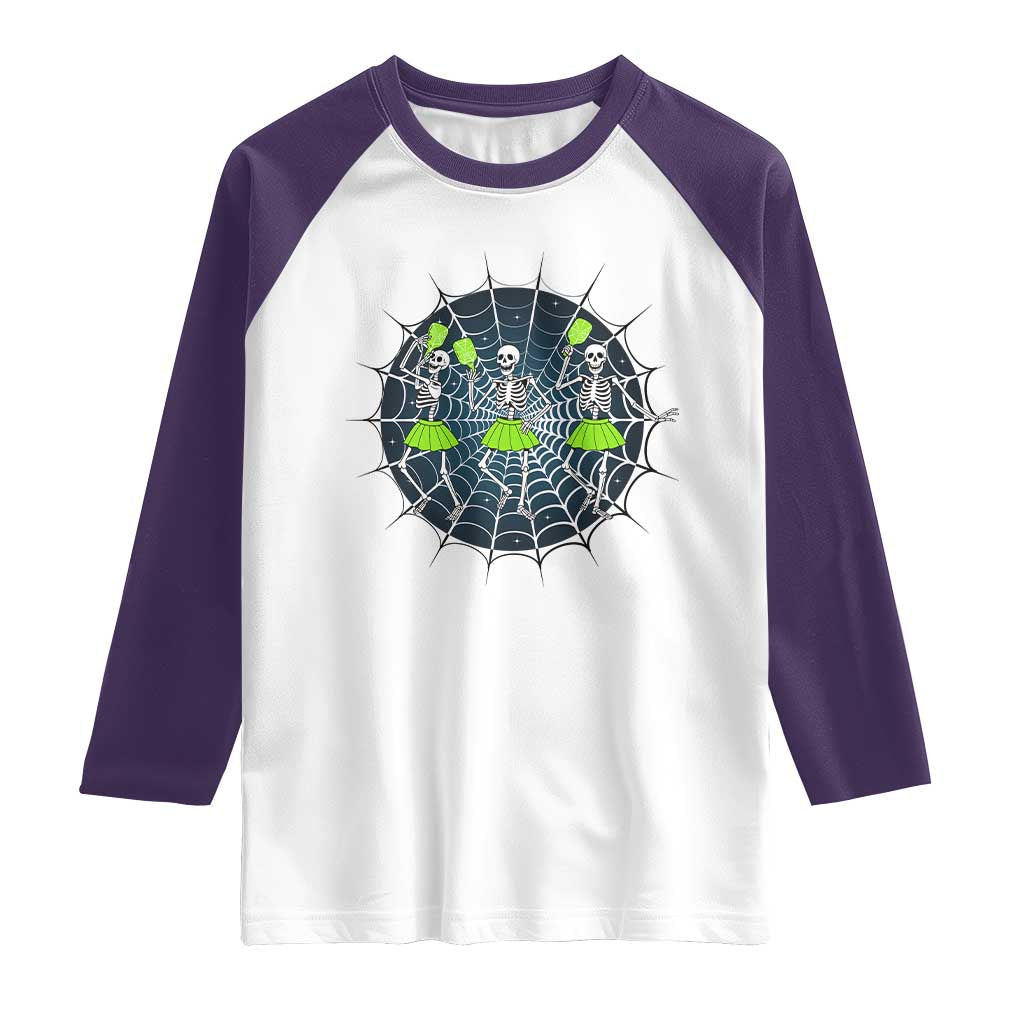 Funny Dancing Skeletons Raglan Shirt Pickleball Halloween Gift - Wonder Print Shop