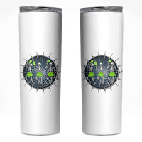 Funny Dancing Skeletons Skinny Tumbler Pickleball Halloween Gift