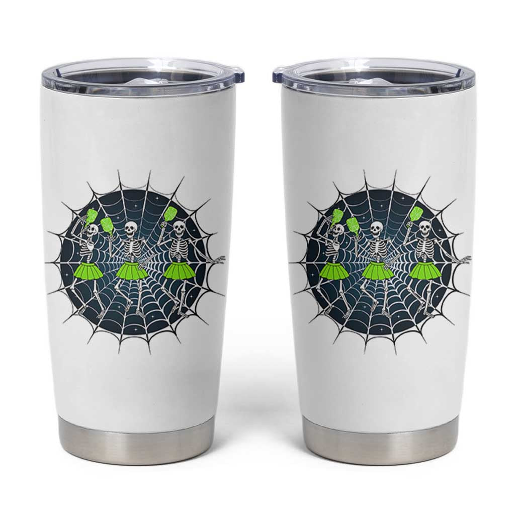 Funny Dancing Skeletons Tumbler Cup Pickleball Halloween Gift