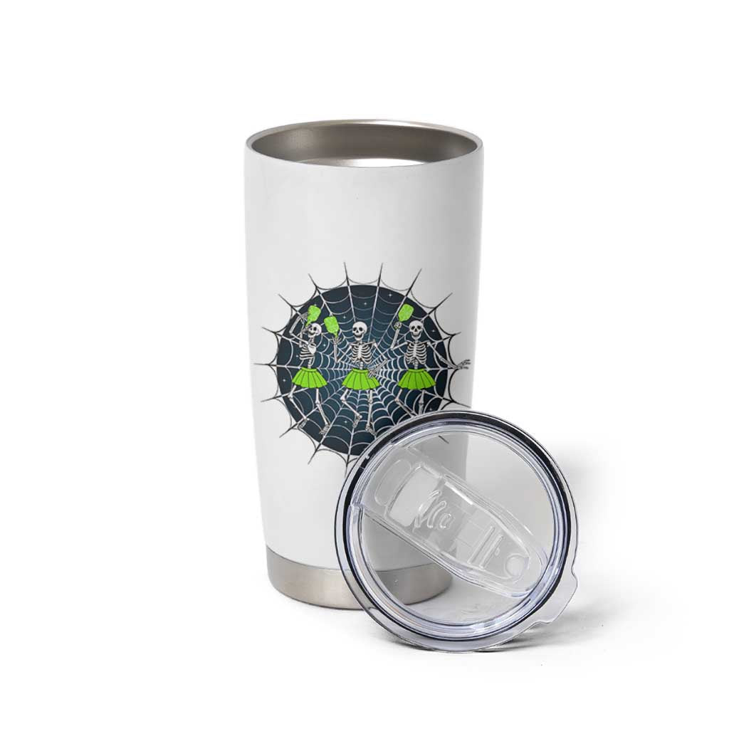 Funny Dancing Skeletons Tumbler Cup Pickleball Halloween Gift