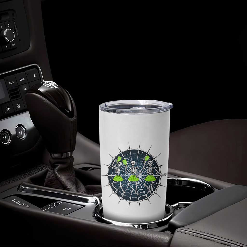Funny Dancing Skeletons Tumbler Cup Pickleball Halloween Gift