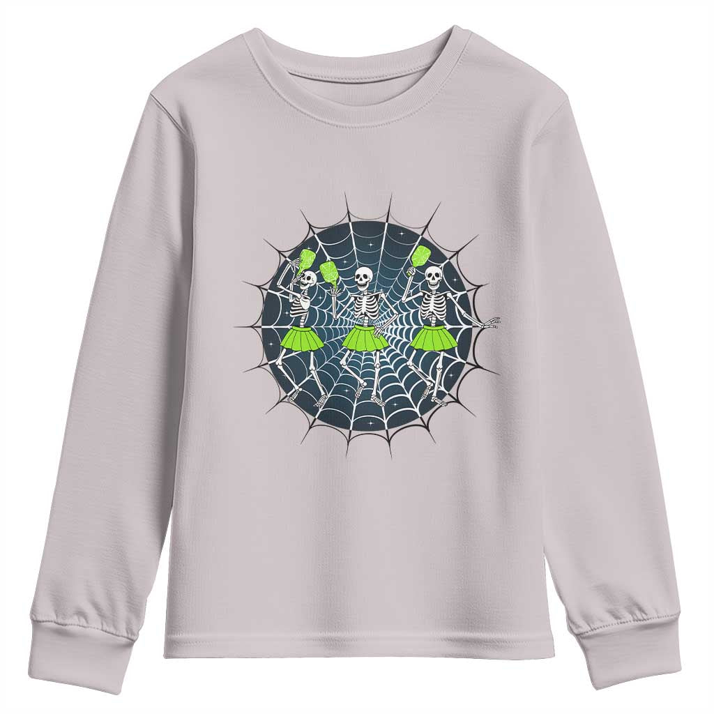 Funny Dancing Skeletons Youth Sweatshirt Pickleball Halloween Gift - Wonder Print Shop
