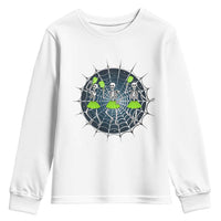 Funny Dancing Skeletons Youth Sweatshirt Pickleball Halloween Gift - Wonder Print Shop