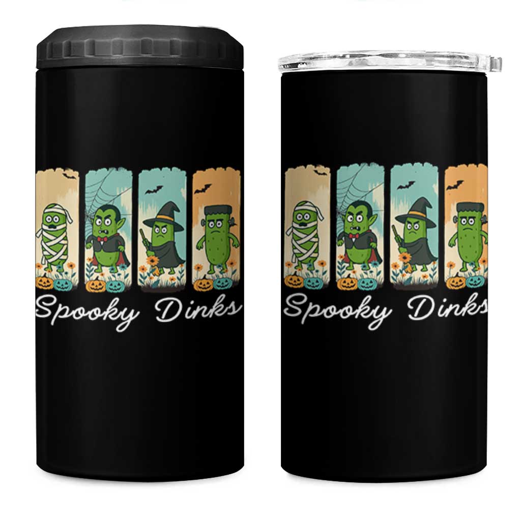 Funny Halloween Pickleball 4 in 1 Can Cooler Tumbler Spooky Dinks Gift For Players