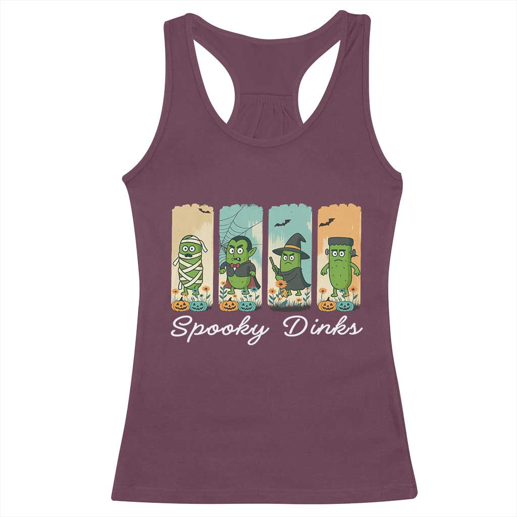 Funny Halloween Pickleball Racerback Tank Top Spooky Dinks Gift For Players - Wonder Print Shop
