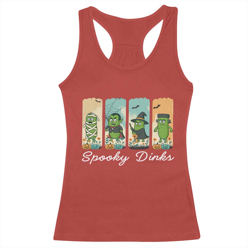 Funny Halloween Pickleball Racerback Tank Top Spooky Dinks Gift For Players - Wonder Print Shop