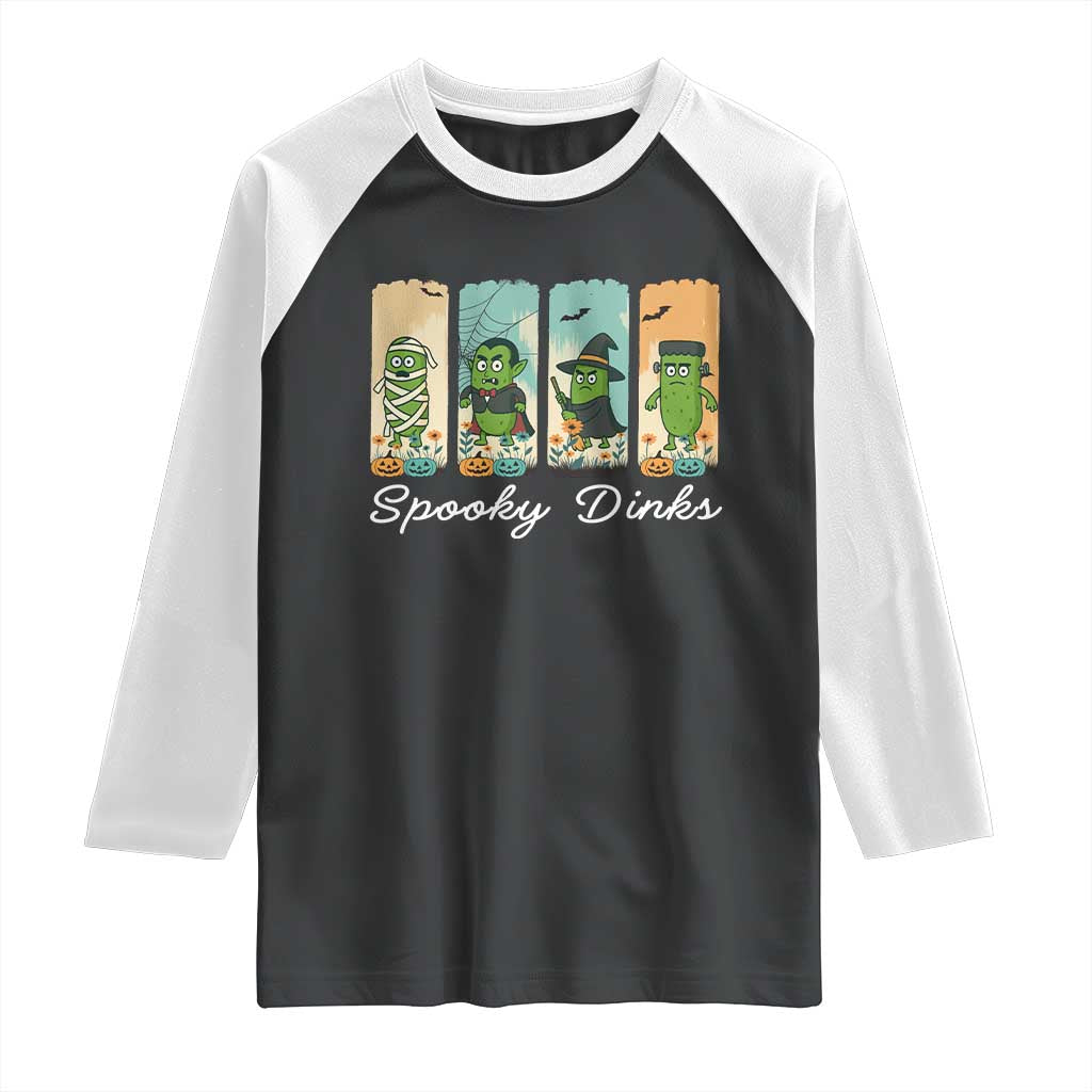 Funny Halloween Pickleball Raglan Shirt Spooky Dinks Gift For Players - Wonder Print Shop